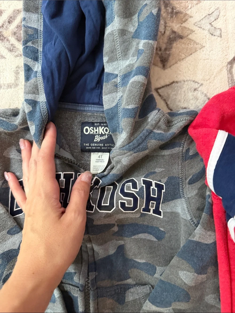 OshKosh B'gosh Red Zip Hoodie & Blue Camo Zip Hoodie Set